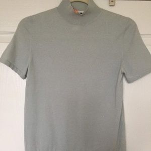 Cashmere Short Sleeved Mock Turtleneck Sweater